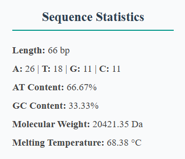 Sequence statistics section